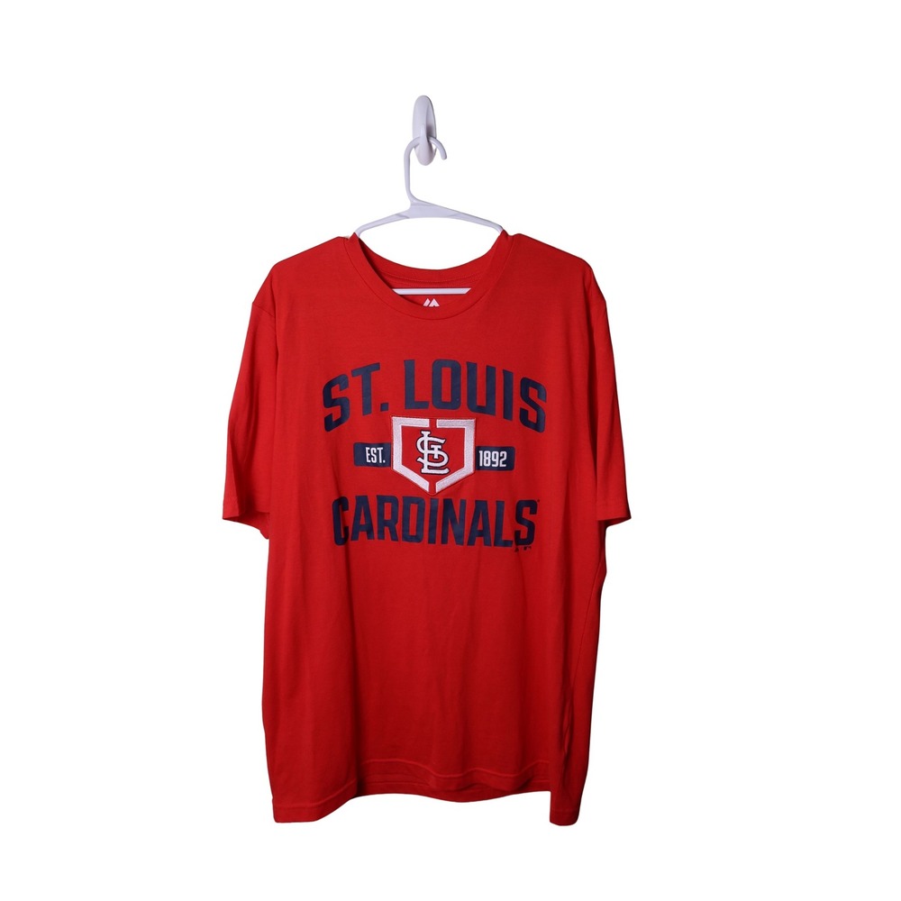 Majestic St Louis Cardinals MLB T-Shirt Red Mens Large Graphic Tee Est 1892 STL